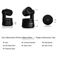 Load image into Gallery viewer, OBSBOT Tiny AI-Powered PTZ Webcam Ai Camera 2-Axis Gimbal Full HD 1080p AI Tracking Zoom Power Gesture Selfie Video Camera for Online Class Meeting Live and Streaming - Black
