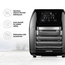 Load image into Gallery viewer, Chefman Multifunctional Digital Air Fryer+ Rotisserie, Dehydrator, Convection Oven, 14 Touch Screen Presets Fry, Roast, Dehydrate &amp; Bake, Auto Shutoff, Accessories Included, XL 10L Family Size
