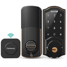 Load image into Gallery viewer, Smart Deadbolt,hornbill Door Locks with Keypads,Include Wi-Fi Bridge,Work with Alexa&amp;Google Home,Free APP, Code,Bluetooth Keyless Entry Door Lock ,Smart Locks Front Door for Home Office Airbnb,Black
