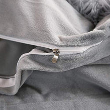 Load image into Gallery viewer, LIFEREVO Luxury Plush Shaggy Duvet Cover Set (1 Faux Fur Duvet Cover + 2 Pompoms Fringe Pillow Shams) Solid, Zipper Closure (Queen Gray)
