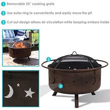 Load image into Gallery viewer, Sunnydaze Cosmic Outdoor Fire Pit - 30 Inch Round Bonfire Wood Burning Patio &amp; Backyard Firepit for Outside with Cooking BBQ Grill Grate, Spark Screen, and Fireplace Poker, Celestial Design
