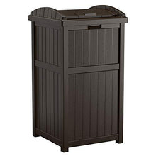 Load image into Gallery viewer, Suncast Trash Hideaway Outdoor Patio 33 Gallon Trash Can Bin, 1 Java and 1 Taupe
