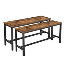 Load image into Gallery viewer, VASAGLE Dining Bench, Table Benches, Pair of 2, Industrial Style Indoor Benches, 42.5 x 12.8 x 19.7 Inches, Steel Frame, for Kitchen, Dining Room, Living Room, Rustic Brown and Black UKTB33X
