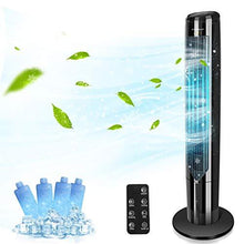 Load image into Gallery viewer, Aigostar Cooling Tower Fan with Remote Oscillating Quiet Bladeless Evaporative Air Cooler Humidifier for Room, Water Tank, LED Display, 1-9H Timer, 40", Black
