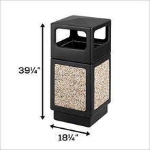 Load image into Gallery viewer, Safco Products Canmeleon Outdoor/Indoor Aggregate Panel Trash Can 9472NC, Black, Natural Stone Panels, Outdoor/Indoor Use, 38-Gallon Capacity
