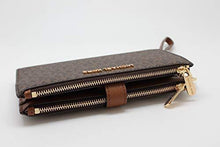 Load image into Gallery viewer, Michael Kors Jet Set Travel Double Zip Wristlet - Signature PVC (Brown PVC/Dark Acorn)
