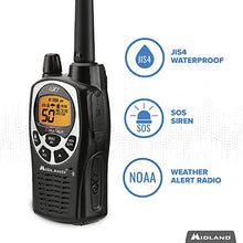 Load image into Gallery viewer, Midland 50 Channel Waterproof GMRS Two-Way Radio - Long Range Walkie Talkie with 142 Privacy Codes, SOS Siren, and NOAA Weather Alerts and Weather Scan (Black/Silver, 3-Pack)
