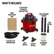 Load image into Gallery viewer, CRAFTSMAN CMXEVBE17595 16 Gallon 6.5 Peak HP Wet/Dry Vac, Heavy-Duty Shop Vacuum with Attachments
