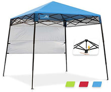 Load image into Gallery viewer, EAGLE PEAK Day Tripper 8' x 8' Slant Leg Lightweight Compact Portable Canopy w/Backpack Easy One Person Set-up Folding Shelter 6' x 6' Top and 8' x 8' Base (Blue)
