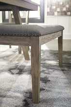 Load image into Gallery viewer, Signature Design by Ashley Aldwin Upholstered Dining Room Bench, Beige &amp; Gray
