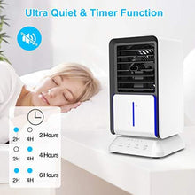 Load image into Gallery viewer, infray Portable Air Conditioner Fan, Personal Mini Evaporative Air Cooler, Oscillating Space Air Cooler Desk Fan Mist Humidifier with 3 speeds, 2/4/6H Timer for Small Home Room Office Dorm
