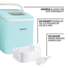Load image into Gallery viewer, Igloo ICEB26HNAQ Automatic Self-Cleaning Portable Electric Countertop Ice Maker Machine With Handle, 26 Pounds in 24 Hours, 9 Ice Cubes Ready in 7 minutes, With Ice Scoop and Basket, Aqua

