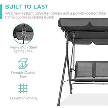 Load image into Gallery viewer, Best Choice Products 3-Seater Outdoor Adjustable Canopy Swing Glider, Patio Loveseat Bench for Deck, Porch w/Armrests, Textilene Fabric, Steel Frame - Gray

