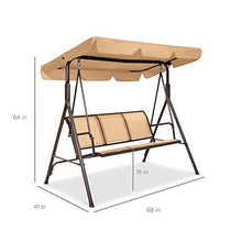 Load image into Gallery viewer, Best Choice Products 3-Seater Outdoor Adjustable Canopy Swing Glider, Patio Loveseat Bench for Deck, Porch w/Armrests, Textilene Fabric, Steel Frame - Tan
