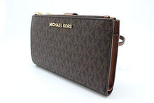 Load image into Gallery viewer, Michael Kors Jet Set Travel Double Zip Wristlet - Signature PVC (Brown PVC/Dark Acorn)
