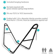 Load image into Gallery viewer, Sunnydaze 550-Pound Capacity Universal Multi-Use Heavy-Duty Steel Hammock Stand, 2 Person, Fits Hammocks 9 to 14 Feet Long, Black
