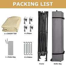 Load image into Gallery viewer, Leader Accessories Pop-Up Canopy Tent 10'x10' Canopy Instant Canopy Straight Leg Shelter with Wheeled Carry Bag, Beige
