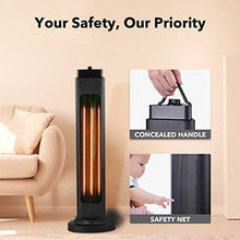 Load image into Gallery viewer, Patio Heater-750/1500W ETL Certified Electric Space Heater for Large Room, 3s Instant Heat, Heat up 400Sq Ft, 90° Oscillation, Radiant Heater with Overheat Tip-over Protection for Outdoor &amp; Indoor Use, Waterproof
