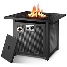 Load image into Gallery viewer, OKVAC 28" Propane Gas Fire Pit Table, 50,000 BTU Square Fire Bowl, Outdoor CSA Certification Fireplace with Auto Electric Ignition, 600D Waterproof Cover, Lava Rock, for Balcony/Garden/Patio/Courtyard
