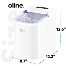 Load image into Gallery viewer, Oline Ice Maker Machine, Automatic Self-Cleaning Portable Electric Countertop Ice Maker, 26 Pounds in 24 Hours, 9 Ice Cubes Ready in 7 Minutes, with Ice Scoop &amp; Basket (White)
