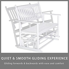 Load image into Gallery viewer, MUPATER Patio Glider Swing Bench Porch Loveseat Chair for Outdoor, 2-Person Wooden Garden Rocking Seating for Outside, White
