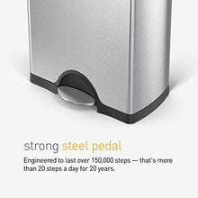 Load image into Gallery viewer, simplehuman 38 Liter / 10 Gallon Rectangular Kitchen Step Trash Can, Brushed Stainless Steel
