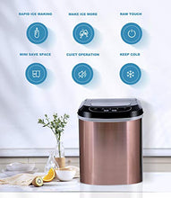 Load image into Gallery viewer, COOLLIFE Compact Counter top Ice Maker Machine with Self-cleaning- 2 Size Bullet Shaped Ice,9 Cubes Ready in 6-8 Minutes,26LBS/24H-with Ice Scoop and Basket for Home/Office (Copper)
