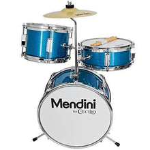 Load image into Gallery viewer, Mendini by Cecilio 13 inch 3-Piece Kids/Junior Drum Set with Throne, Cymbal, Pedal &amp; Drumsticks (Blue Metallic)
