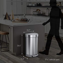 Load image into Gallery viewer, simplehuman 45 Liter/ 12 Gallon Semi-Round Hands-Free Step Trash Can, Brushed
