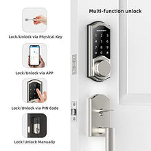 Load image into Gallery viewer, [2021 New]Smart Door Lock, SMONET Smart Keypad Deadbolt Lock Bluetooth Keyless, Touchscreen Enable Physical Keys, Auto Lock, Remotely Share,Send eKey,Free APP Control for Home, Hotel, Apartment,Silver
