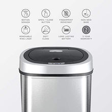 Load image into Gallery viewer, NINESTARS DZT-42-9 Automatic Touchless Infrared Motion Sensor Trash Can, 11 Gal 42L, Stainless Steel Base (Oval, Silver/Black Lid)

