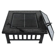 Load image into Gallery viewer, ZENY 32’’ Outdoor Fire Pits BBQ Square Firepit Table Backyard Patio Garden Stove Wood Burning Fireplace with Spark Screen Cover,Poker,Cover,Grill

