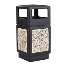 Load image into Gallery viewer, Safco Products Canmeleon Outdoor/Indoor Aggregate Panel Trash Can 9472NC, Black, Natural Stone Panels, Outdoor/Indoor Use, 38-Gallon Capacity
