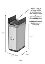 Load image into Gallery viewer, EKO Phantom-T 50 Liter / 13.2 Gallon Vertical Motion Sensor Trash Can, Brushed Stainless Steel Finish
