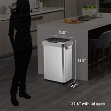 Load image into Gallery viewer, EKO EK9262MT-45L Horizon 45 Liter/11.9 Gallon Rectangular Motion Sensor Trash Can, Brushed Stainless Steel Finish
