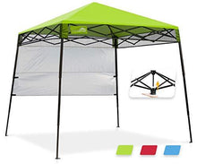 Load image into Gallery viewer, EAGLE PEAK Day Tripper 8' x 8' Slant Leg Lightweight Compact Portable Canopy w/Backpack Easy One Person Set-up Folding Shelter 6' x 6' Top and 8' x 8' Base (Green)
