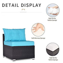 Load image into Gallery viewer, Amolife 7 Pieces Patio PE Rattan Sofa Chair Set Outdoor Sectional Furniture Black Wicker Conversation Set with Cushions and Tea Table

