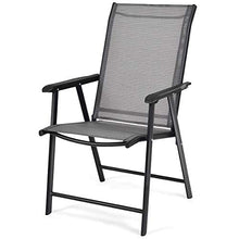 Load image into Gallery viewer, Giantex Set of 4 Patio Dining Chairs, Outdoor Chairs, Portable Folding Chairs for Camping Pool Beach Deck, Lawn Chair with Armrest, 4-Pack Patio Chairs, Metal Frame, Grey
