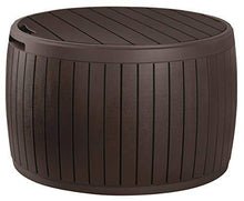 Load image into Gallery viewer, Keter Circa 37 Gallon Round Deck Box, Patio Table for Outdoor Cushion Storage, Brown
