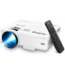 Load image into Gallery viewer, AuKing Mini Projector 2021 Upgraded Portable Video-Projector,55000 Hours Multimedia Home Theater Movie Projector,Compatible with Full HD 1080P HDMI,VGA,USB,AV,Laptop,Smartphone

