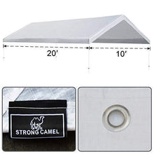Load image into Gallery viewer, Strong Camel 10'x20' Carport Replacement Canopy Cover for Tent Top Garage Shelter Cover with Ball Bungees (Only Cover, Frame is not Included)
