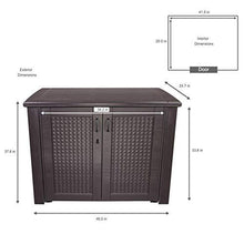 Load image into Gallery viewer, Rubbermaid Extra Large Decorative Patio Storage, Weather Resistant Outdoor Storage Cabinet, Dark Teak
