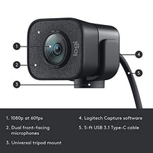 Load image into Gallery viewer, Logitech StreamCam, 1080P HD 60fps Streaming Webcam with USB-C and Built-in Microphone, Graphite
