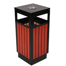 Load image into Gallery viewer, LOMJK Outdoor Trash Cans Bins Outdoor Dustbins Standing Steel Wood Trash Can Community Garden Commercial Unit Bins Storage Barrel with Ashtray Outdoor Trash Cans
