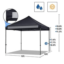 Load image into Gallery viewer, YAHEETECH 10x10 Pop up Canopy Tent - Heavy Duty Waterproof Adjustable Commercial Instant Canopy, Camping Canopy with Wheeled Bag, Canopy Sandbags x4, Tent Stakesx4 - Black
