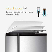Load image into Gallery viewer, simplehuman 38 Liter / 10 Gallon Rectangular Kitchen Step Trash Can, Brushed Stainless Steel
