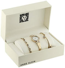 Load image into Gallery viewer, Anne Klein Women's AK/1868GBST Swarovski Crystal-Accented Gold-Tone Bangle Watch and Bracelet Set
