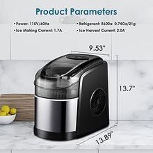 Load image into Gallery viewer, Ice Maker Machine for Countertop, Self-Cleaning Function, 26Lbs/24H Portable Ice Maker, 9 Cubes Ready in 6 Mins, Compact Ice Cube Maker with Ice Scoop &amp; Basket for Home/Kitchen/Office/Bar (Black)
