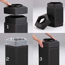 Load image into Gallery viewer, Safco Products Canmeleon Outdoor/Indoor Open Top Pentagon Trash Can , Black, Five Fluted Panels, 30-Gallon Capacity

