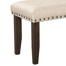 Load image into Gallery viewer, Signature Design by Ashley Rokane Upholstered Farmhouse Bench, Beige &amp; Brown
